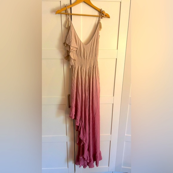 Pink Ombre Tiered Maxi Dress Cover Up Fate Size Small - Picture 6 of 6